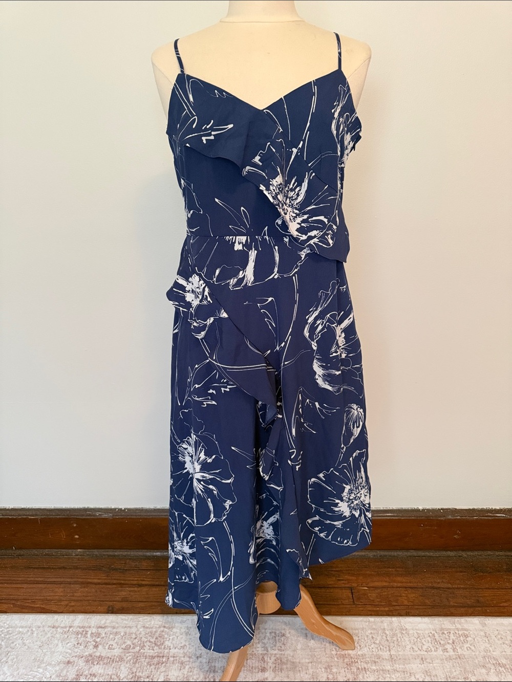 Navy Floral Ruffle Jumpsuit